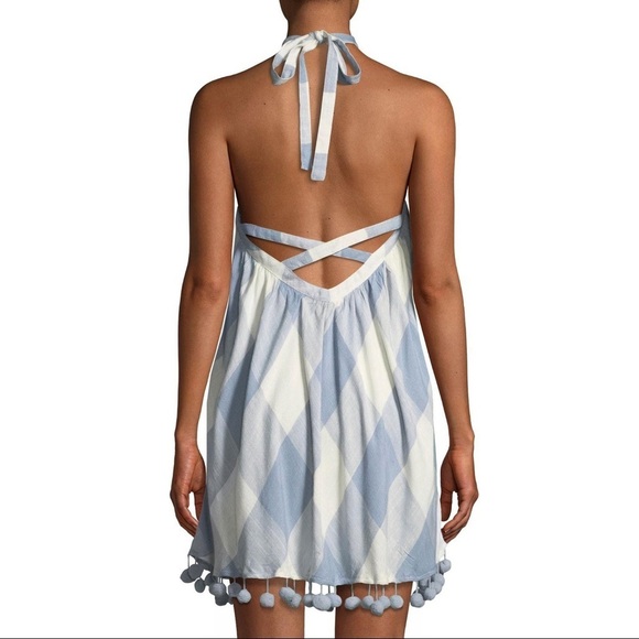 [Tularosa] Halter Gingham Pom Pom Dress - Picture 2 of 16